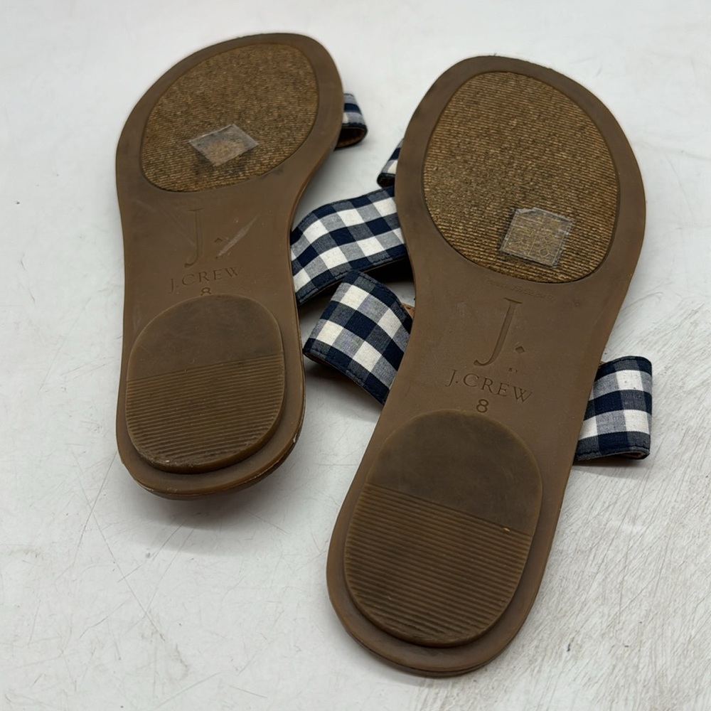 J. Crew Blue White Checkered Slip On Flat Sandal Size 8 MCS5441J - Picture 5 of 7